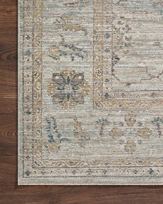 Loloi Magnolia Home by Joanna Gaines Millie Collection MIE-02 Sky/Gold 2'-7" x 12'-0", .25" Pile Height, Runner Rug