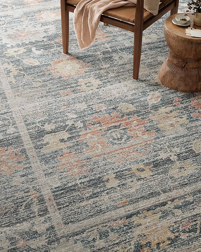 Loloi Magnolia Home by Joanna Gaines Millie Collection MIE-01 Blue/Multi 3'-6" x 5'-6", .25" Pile Height, Accent Rug