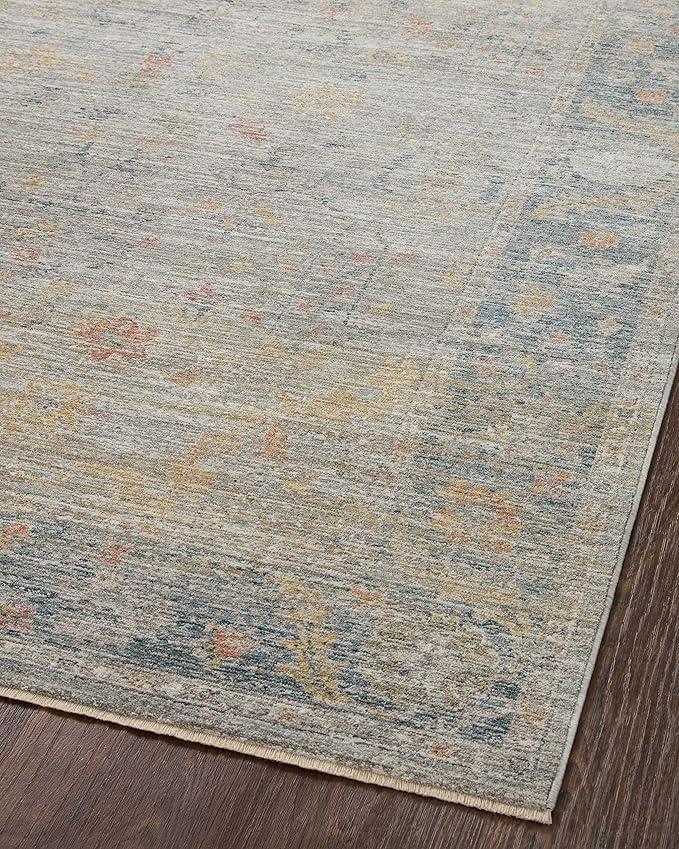 Loloi Magnolia Home by Joanna Gaines Millie Collection MIE-04 Slate/Multi 9'-6" x 9'-6", .25" Pile Height, Round Area Rug