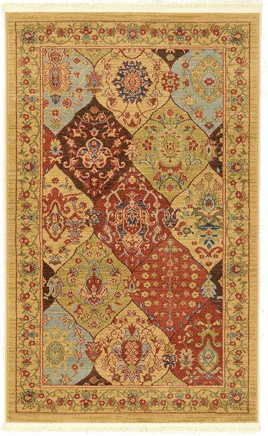 Unique Loom Edinburgh Collection Area Rug - Tulip (3' 3" x 5' 3" Rectangle Tan/Red)