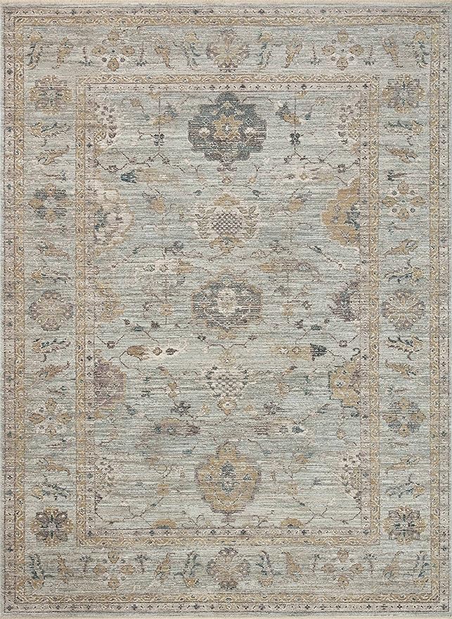 Loloi Magnolia Home by Joanna Gaines Millie Collection MIE-02 Sky/Gold 7'-10" x 10', .25" Pile Height, Area Rug