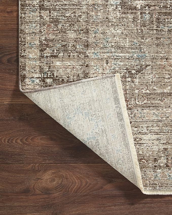 Loloi Magnolia Home by Joanna Gaines Millie Collection MIE-03 Charcoal/Dove 9'-6" x 9'-6", .25" Pile Height, Round Area Rug