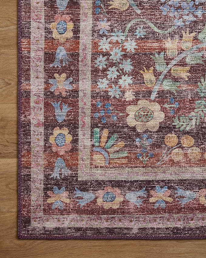 Loloi Rifle Paper Co. Maison Collection MAO-06 Red 5'-0" x 5'-0" Round, .19" Pile Height, Accent Rug